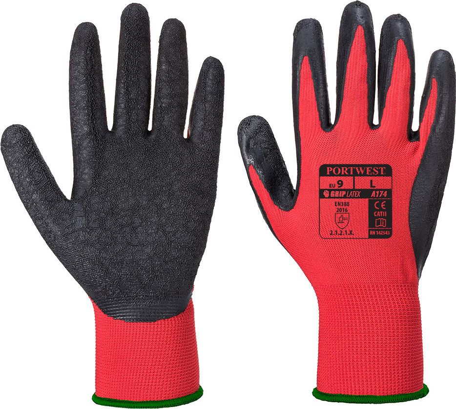 Waterproof Gloves Work PORTWEST A174 Garden Builder Safety Flex Grip Nylon Glove 
