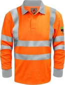 Hydra Flame Plus Quantum Inherent Fire Retardant Arc Long Sleeve Polo Shirt Hi Vis Orange 