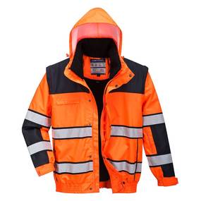 Portwest Hi-Vis 3-in-1 Contrast Premium Bomber Jacket - EPT Workwear